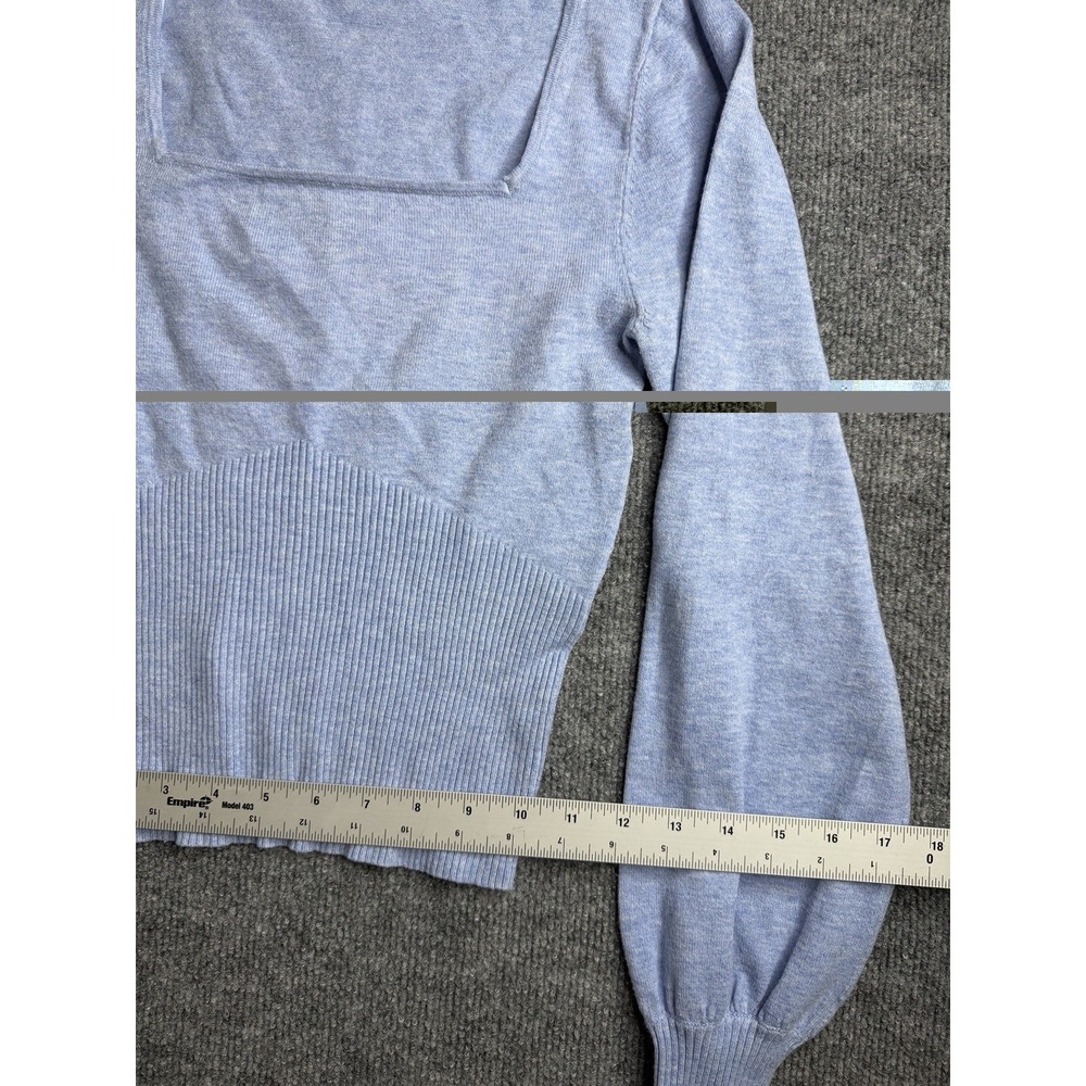 And Now This Blue Size XSmall Long Sleeve Blouse Square‎ Neck Sweater Crop Top - Picture 4 of 9